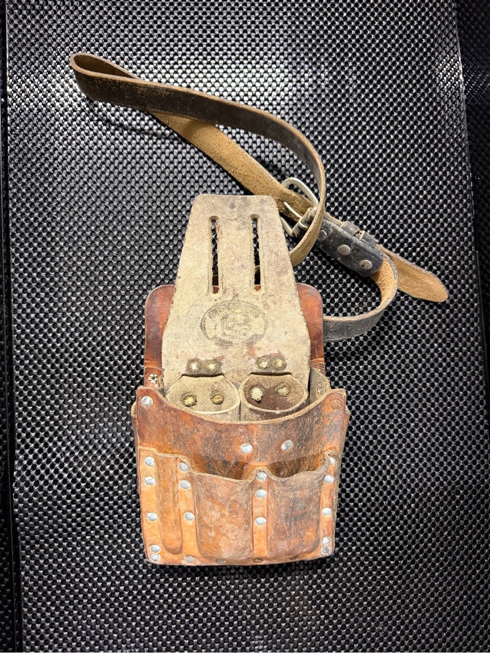 Vintage Klein Tools Leather Lineman Pouch & Belt USA Made Electrician